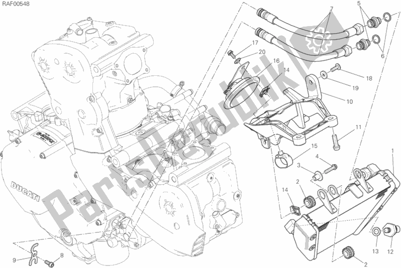 Toutes les pièces pour le Refroidisseur D'huile du Ducati Monster 1200 R 2016